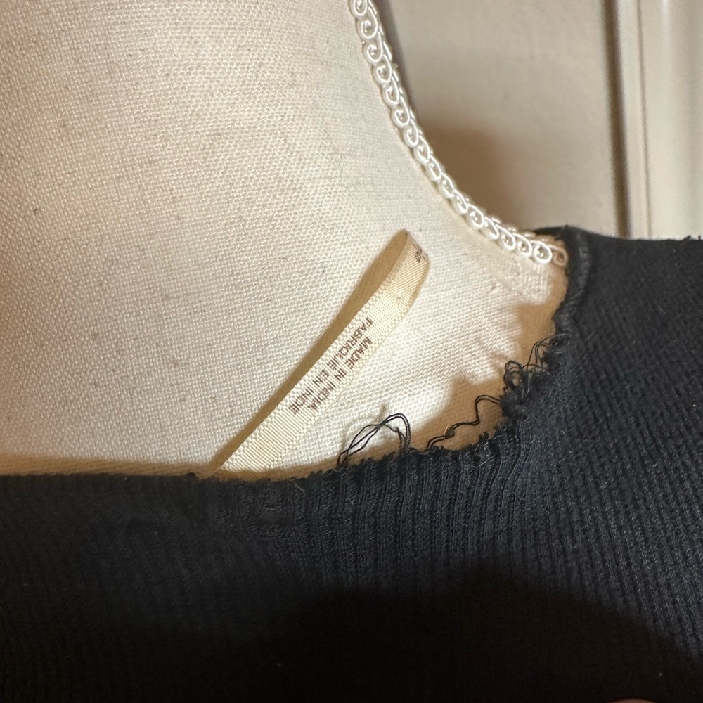Free People Daniella Black Sweater with Mesh Embroidered Shoulders • S - Picture 15 of 15
